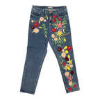Glamorous Flower Embroidered Denim