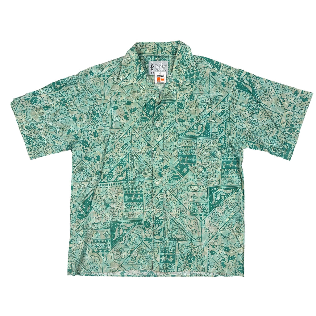 Mint with green details Hawaii Shirt