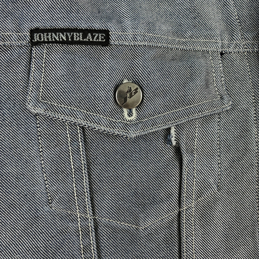 Johnny Blaze Silver Holographic Denim Jacket