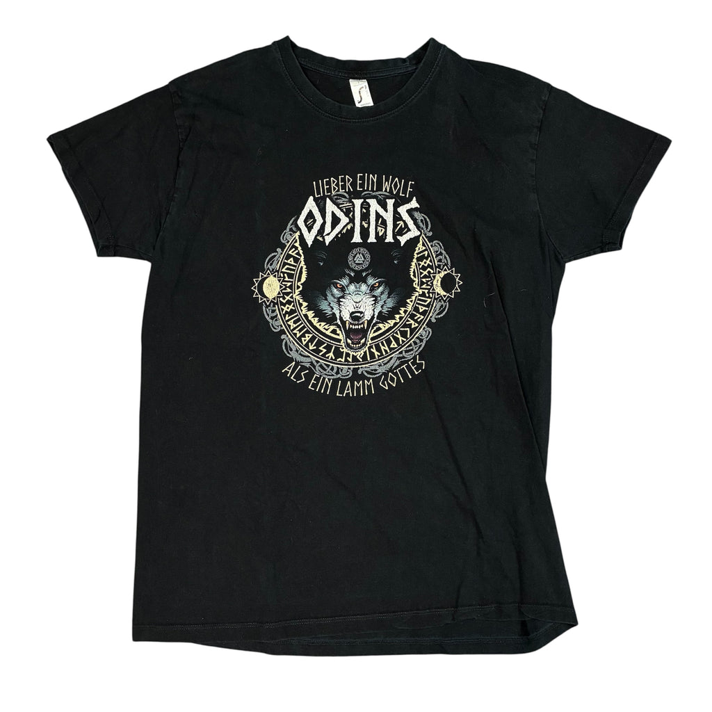 Black T-Shirt with Wolf print