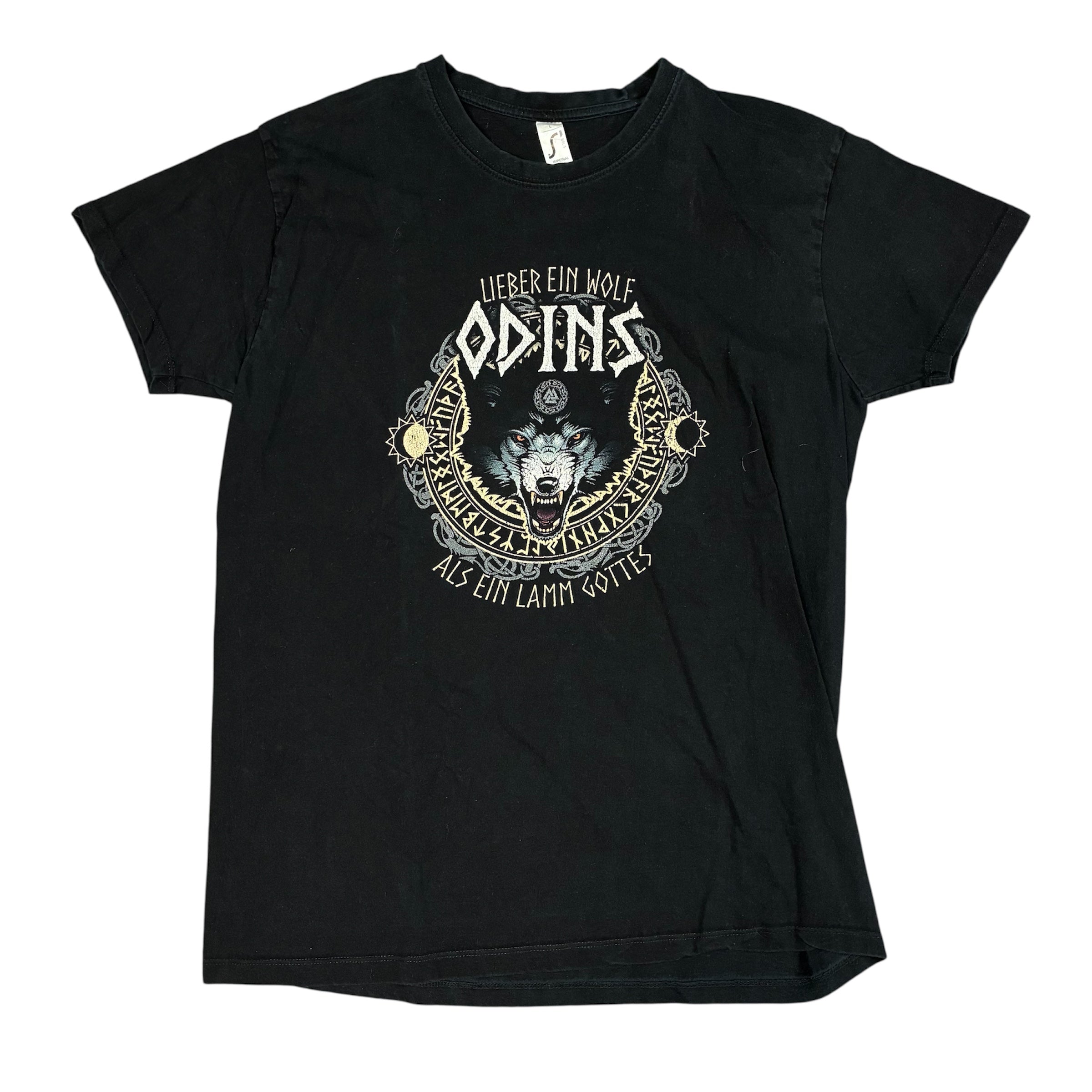 Black T-Shirt with Wolf print