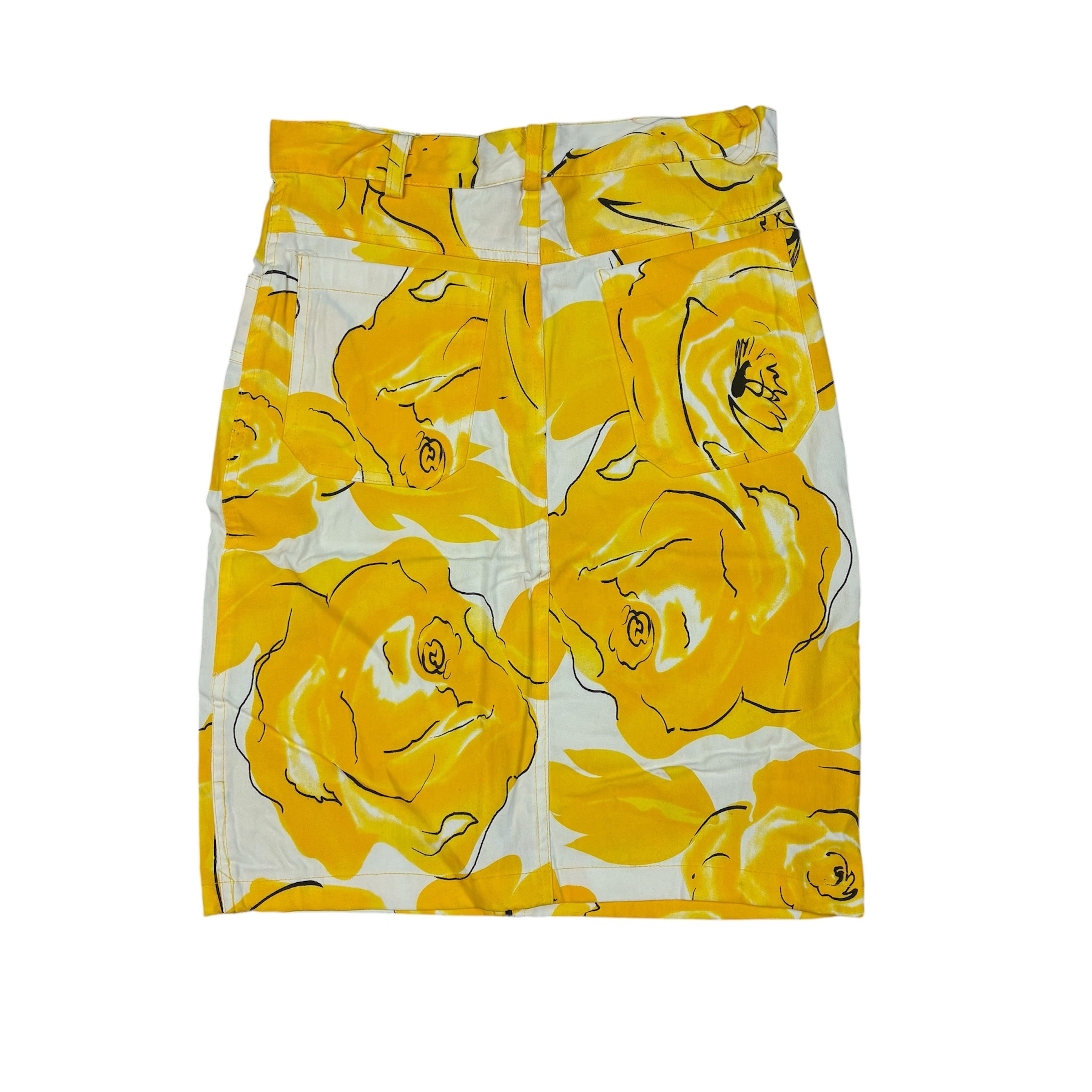 Above knee white with yellow Rose Pattern Skirt