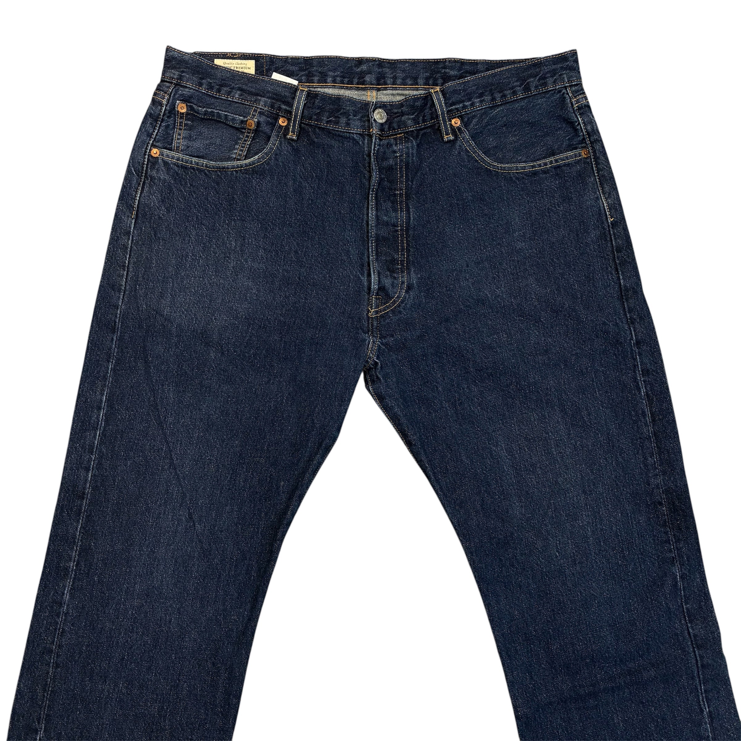 Levi’s 501 Straight Fit Jeans, Mid Rise – Classic Dark Blue Wash