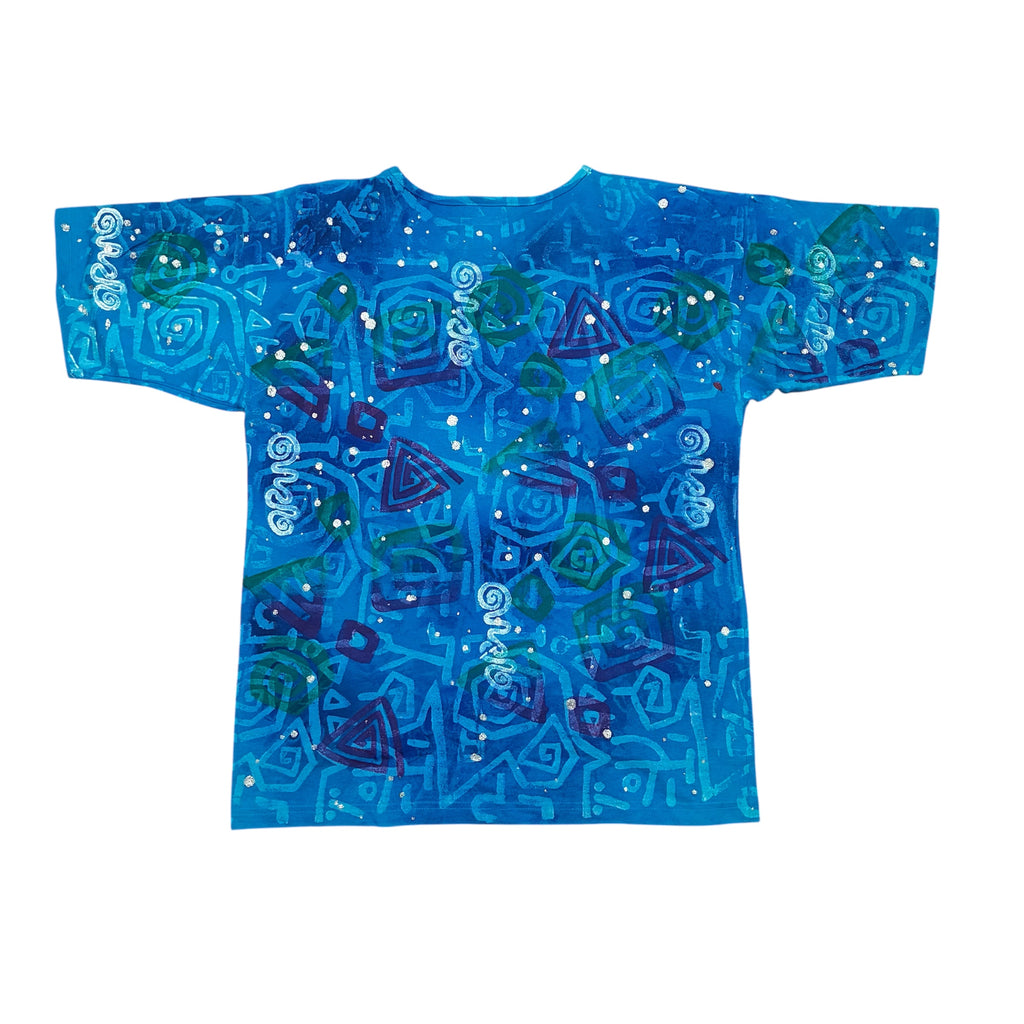 Blue T-Shirt with painted pattern