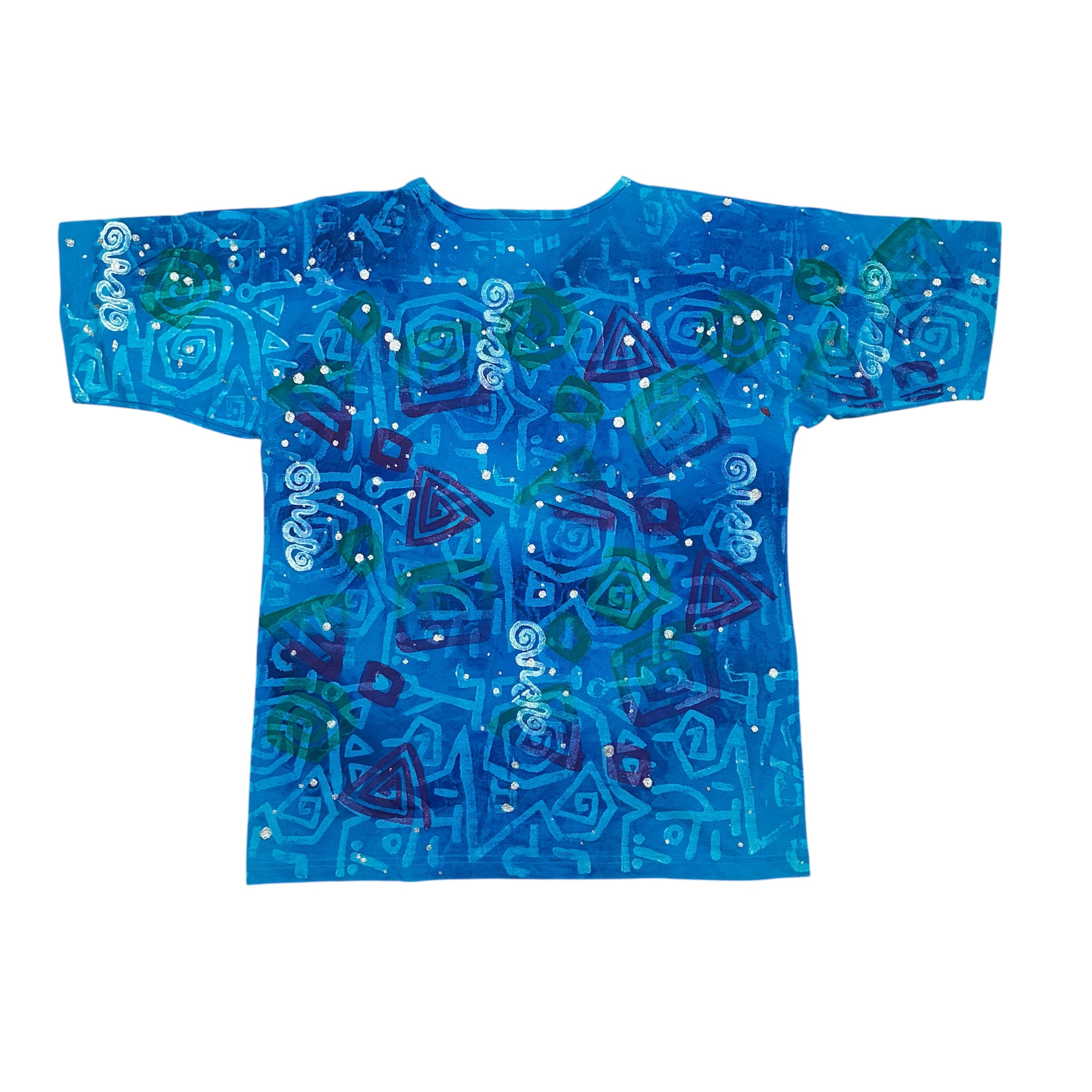 Blue T-Shirt with painted pattern