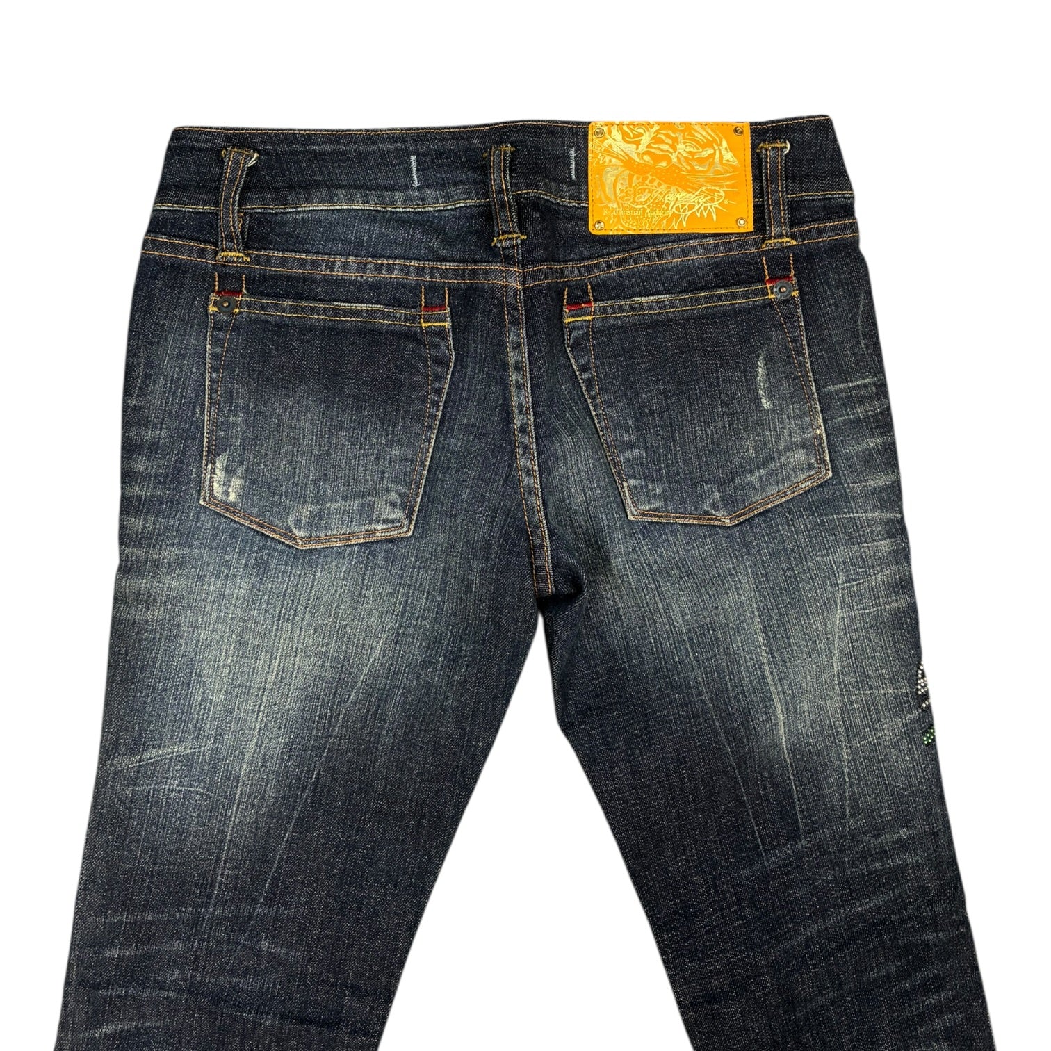 Ed Hardy White Label Low-Rise Flared Denim