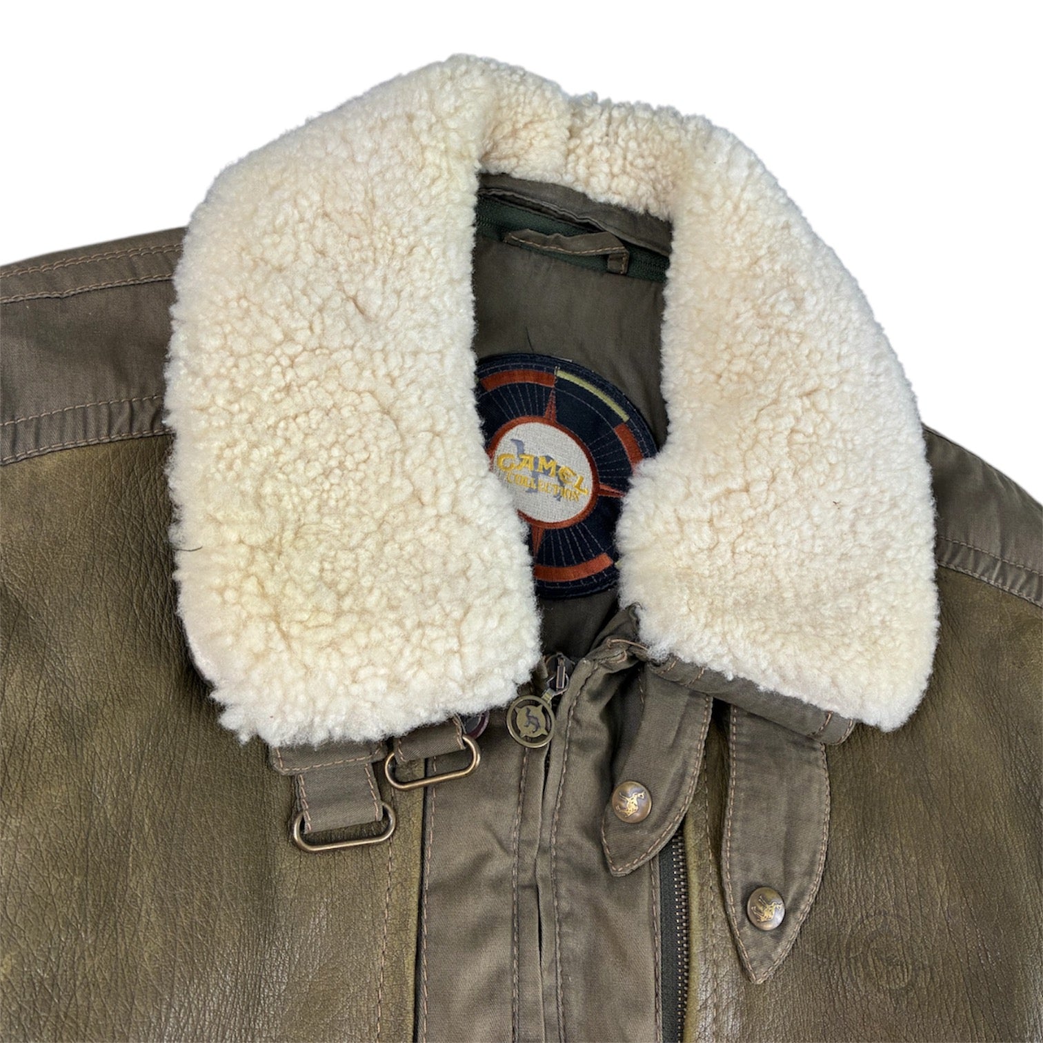 Camel Collection Aviator Leather Jacket