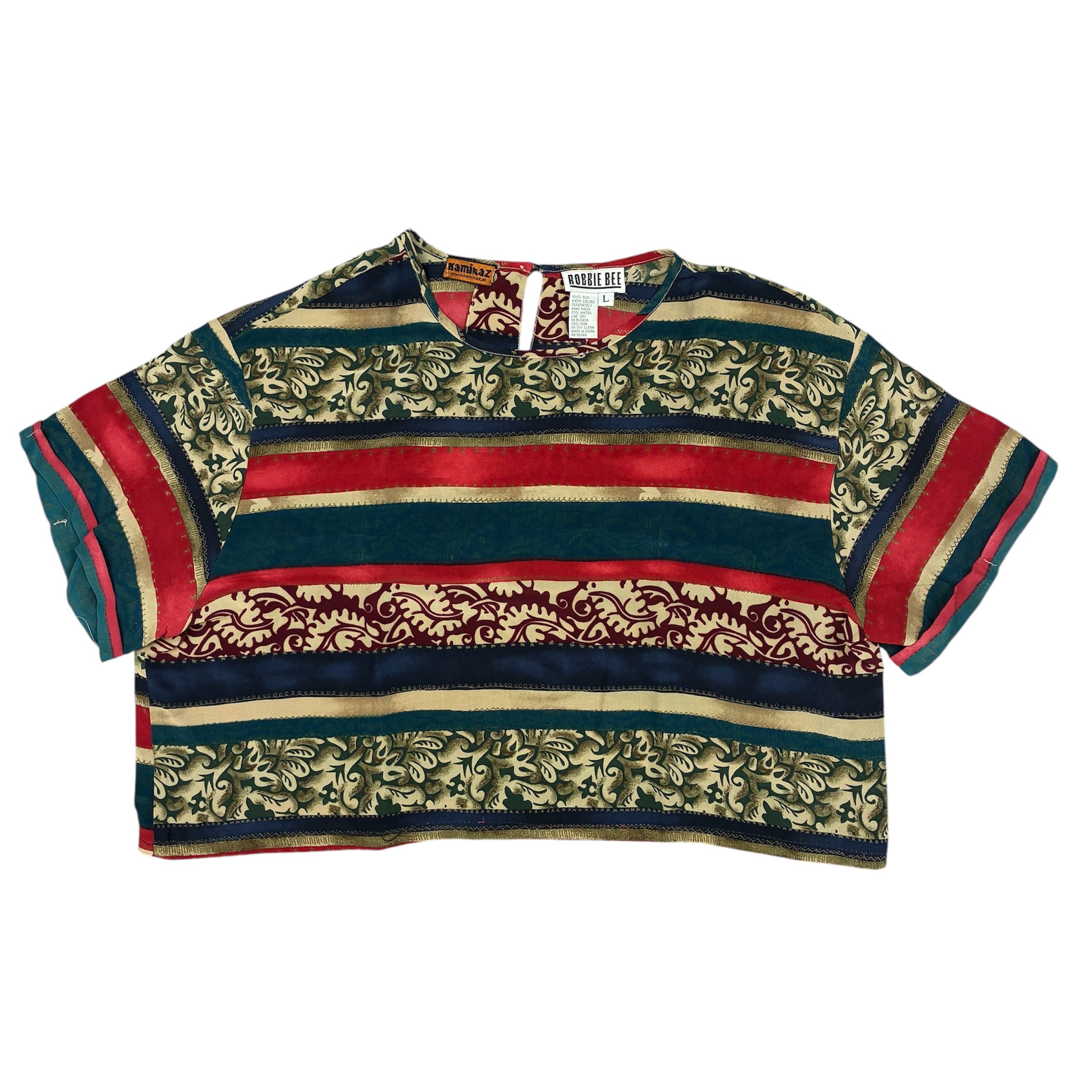 100% Silk Reworked Cropped Blouse