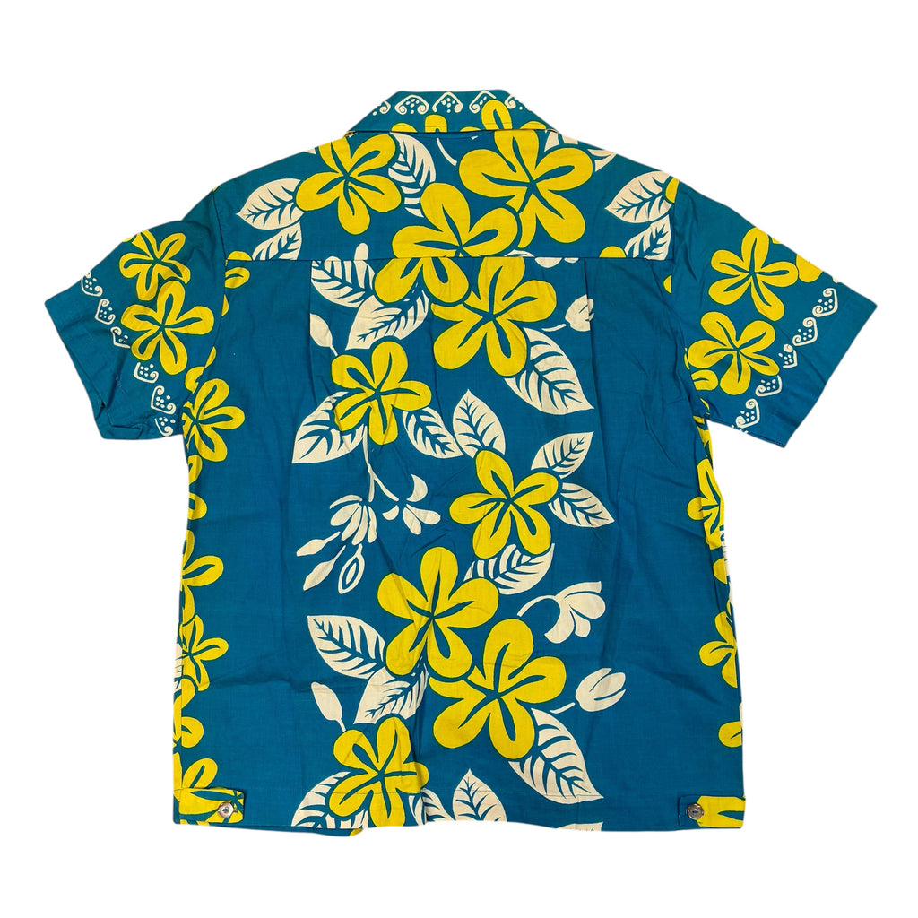 Blue & Yellow Flower Pattern Hawaii Shirt